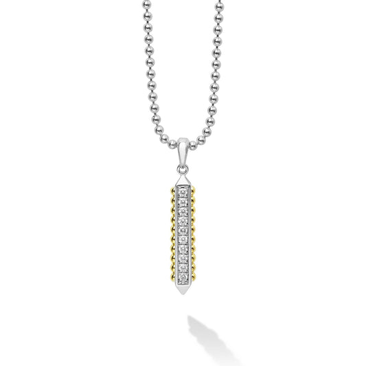 Nuvorra Anthem Bar Necklace featuring shimmering diamonds set in a sleek 18K gold amulet pendant