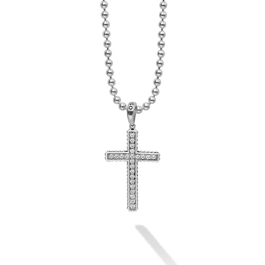 Nuvorra Signature Diamond Cross Pendant 18K gold necklace from the Anthem Edition featuring a precision-set diamond cross amulet